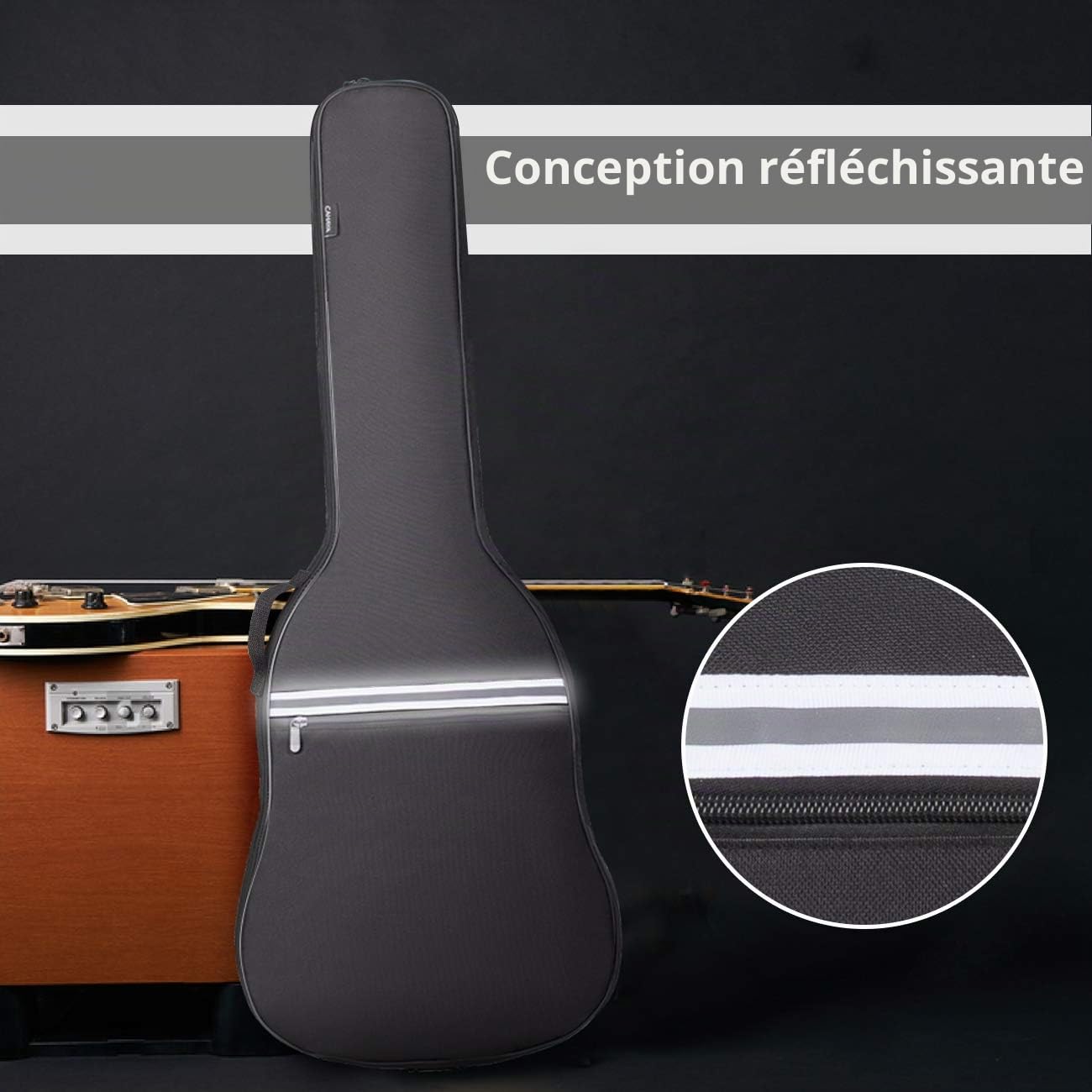 CAHAYA Housse pour Guitare électrique, Gig Bag rembourré de qualité supérieure avec Bandes réfléchissantes Sac à Dos rembourré Etui Souple Noir pour Guitare P
