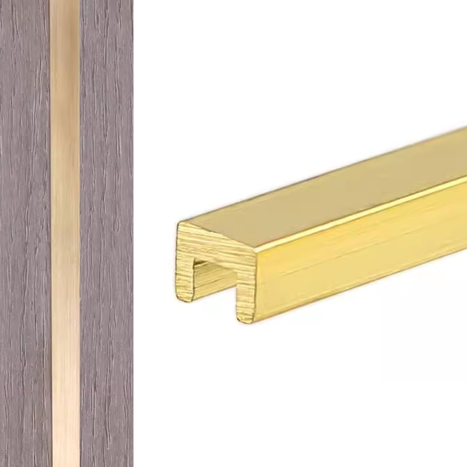 Ultra-schmale Messing-Nahtbinder-Übergangsleiste, U-förmige Schwelle für Bodenspalten, Türwandverbinder, 6,5 mm Breite