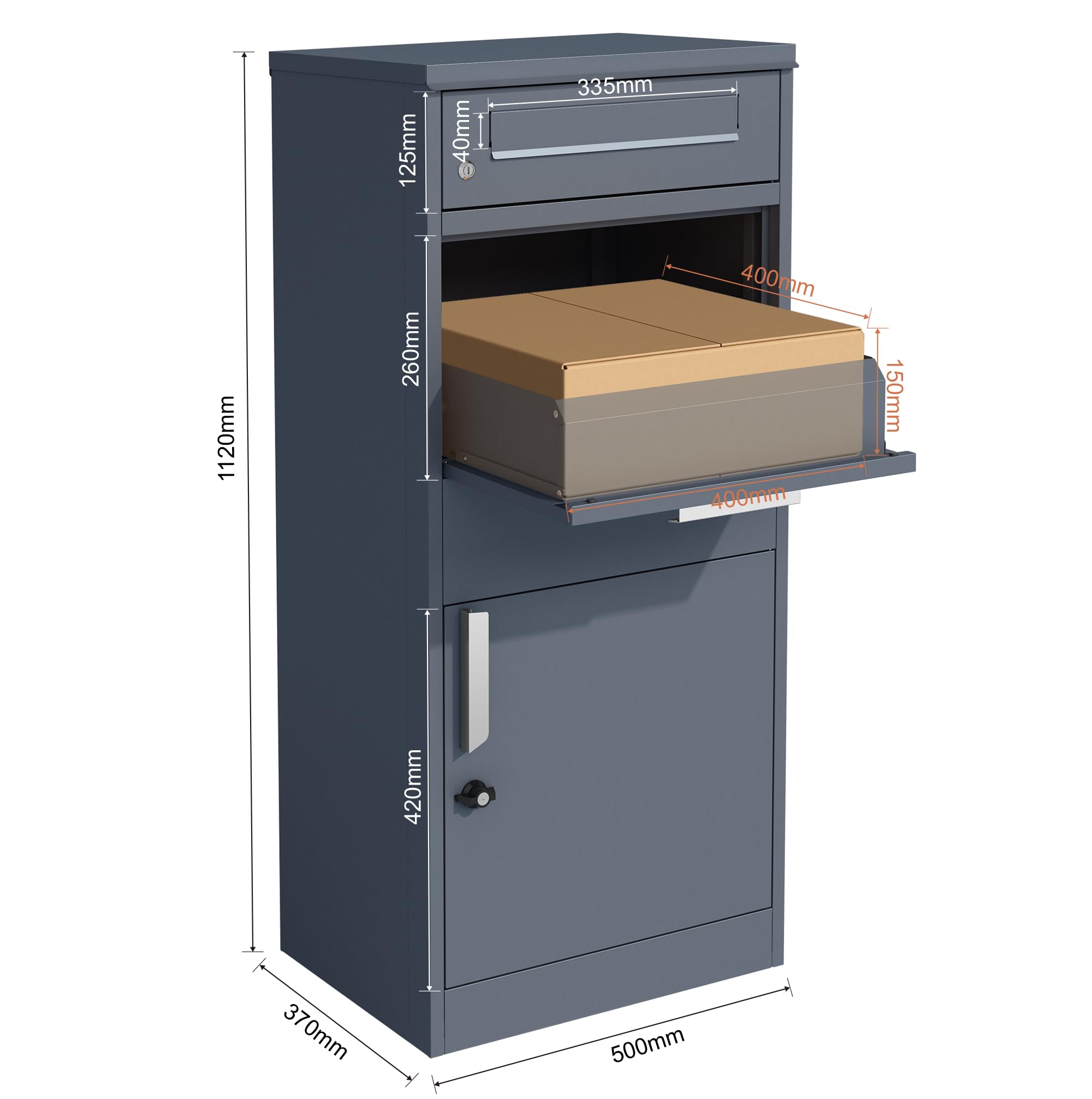 ESTEXO Briefkasten Paketkasten Premium Paketbox Standbriefkasten Standpaketkasten Paketbriefkasten Postbox Anthrazit Briefbox
