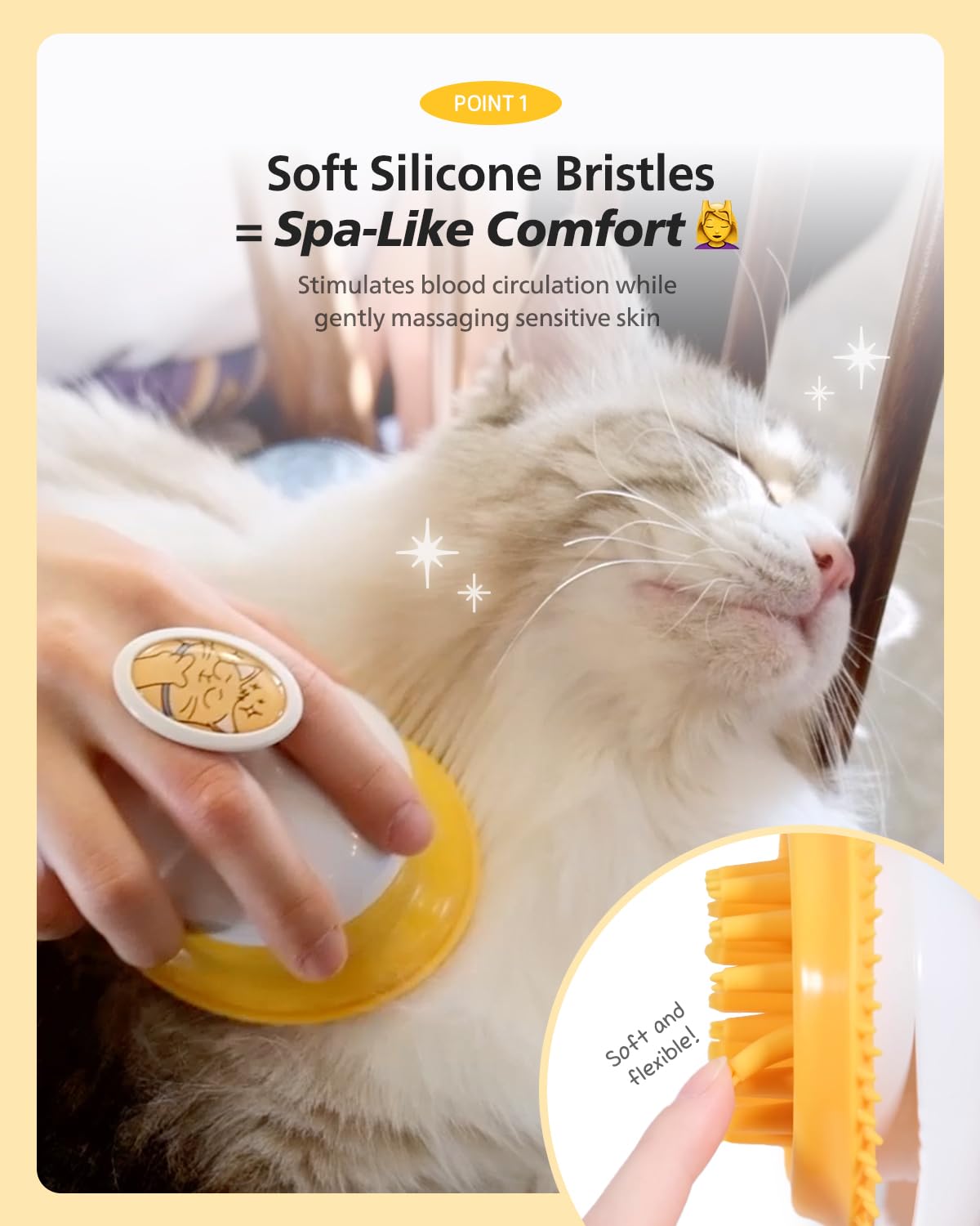 [PETHROOM] Cepillo curativo | Herramienta de aseo de silicona calmante | Cepillos suaves para gatos | Desenredante suave para perros