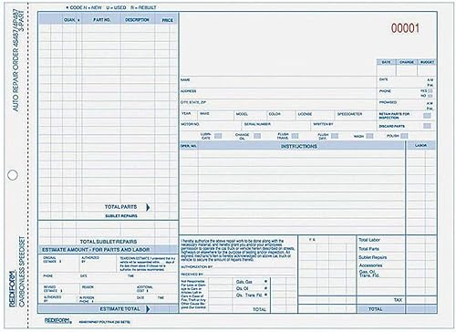 Rediform Paquete de plástico de reparación automática, sin carbono, 3 piezas, 8.5 x 11 pulgadas, 50 formas (4P487), blancoamarillorosa