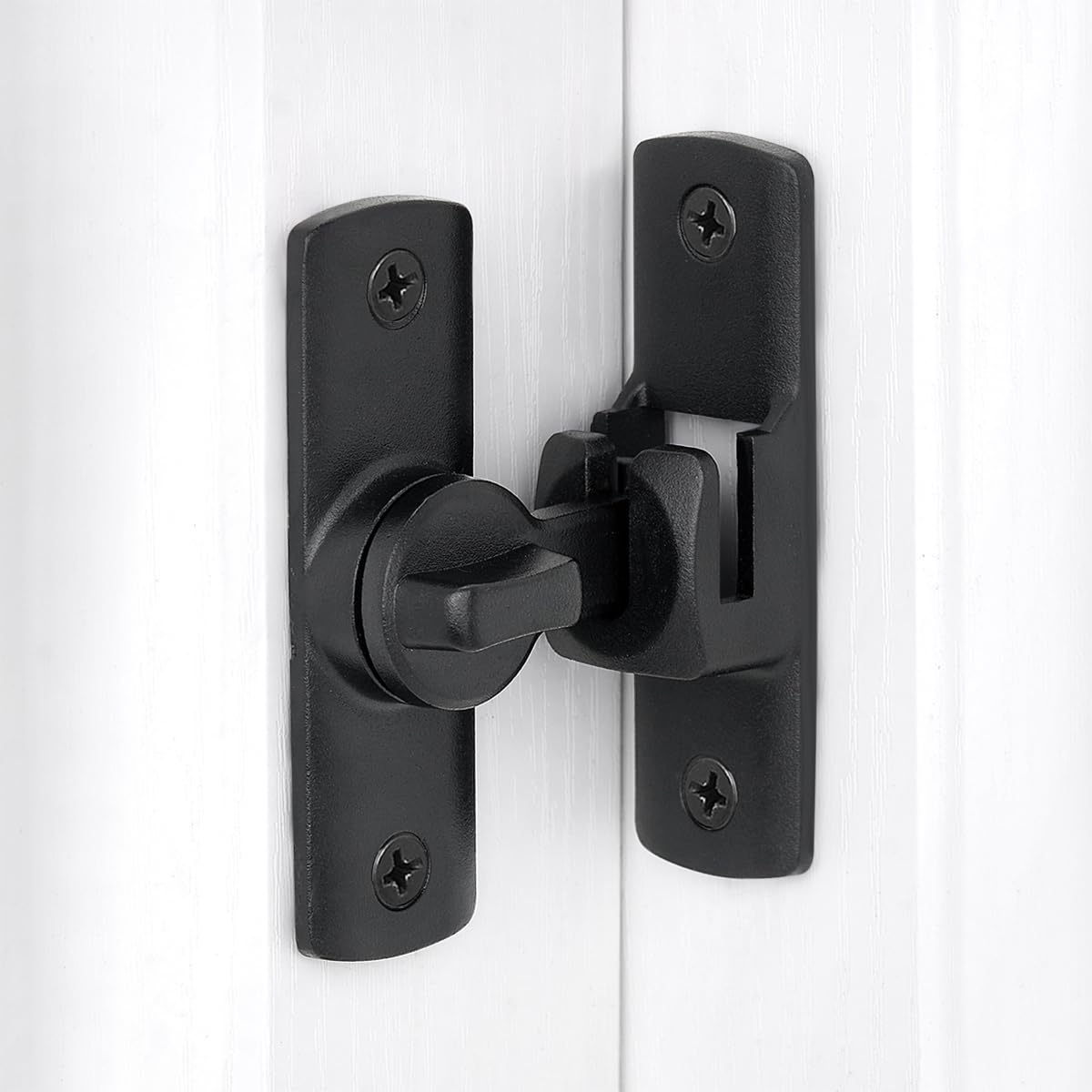 INIRET Black Barn Door Latches,90/180 Degree Gate Lock,Aluminum Alloy Right Angle Door Lock Latch,Flip Gate Latches Hardware,Door Security Sliding Door Latch Lock fo Cabinets,Barn Door,Bathroom - Image 2