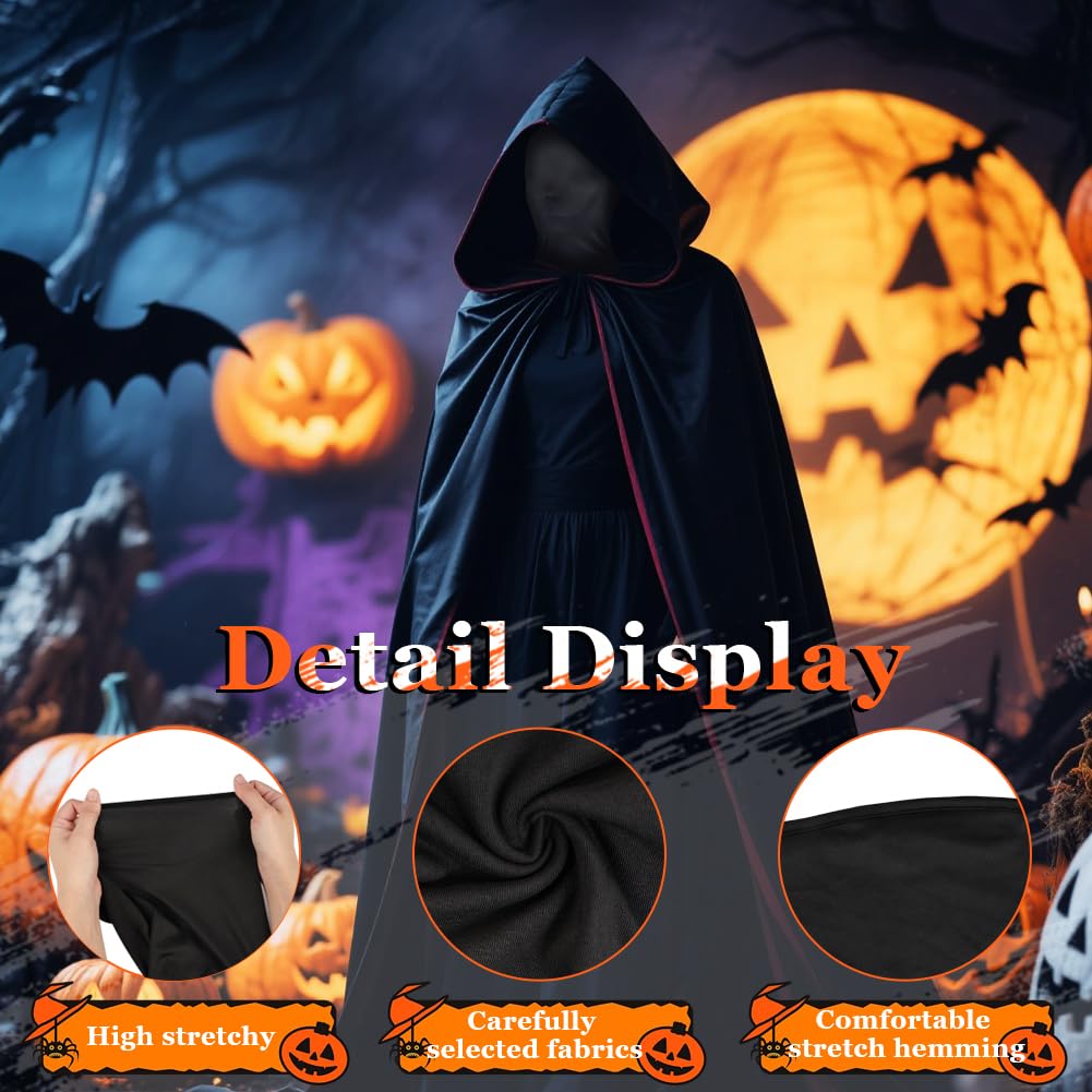 Alaoo Black Full Face Mask Halloween, 4PCS Morph Face Cover with Gloves - Image 3