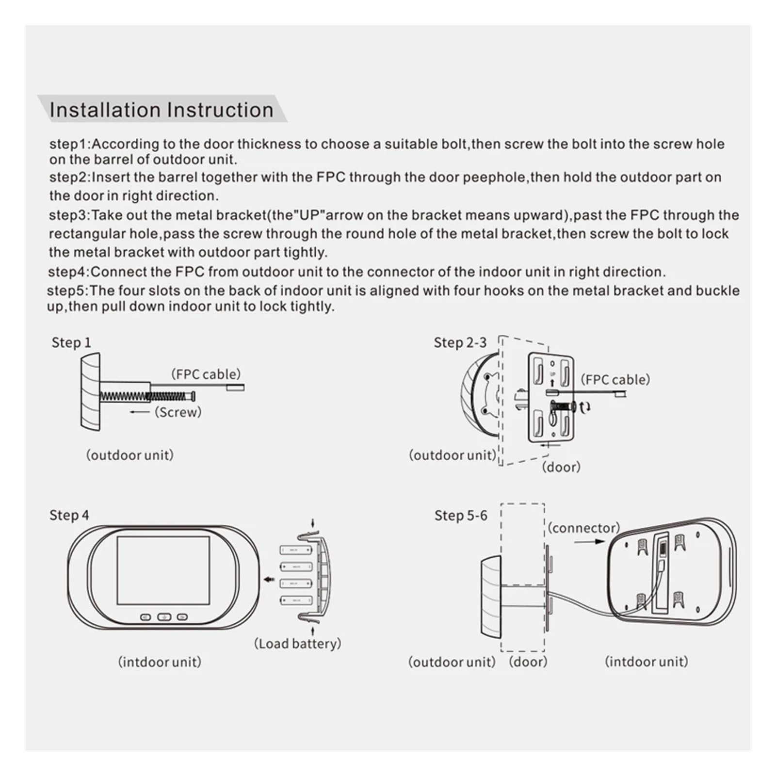 Videocitofono, Campanello digitale con schermo da 2,8 pollici, telecamera spioncino 0,3 MP, campanello esterno HD Vision(Silver)
