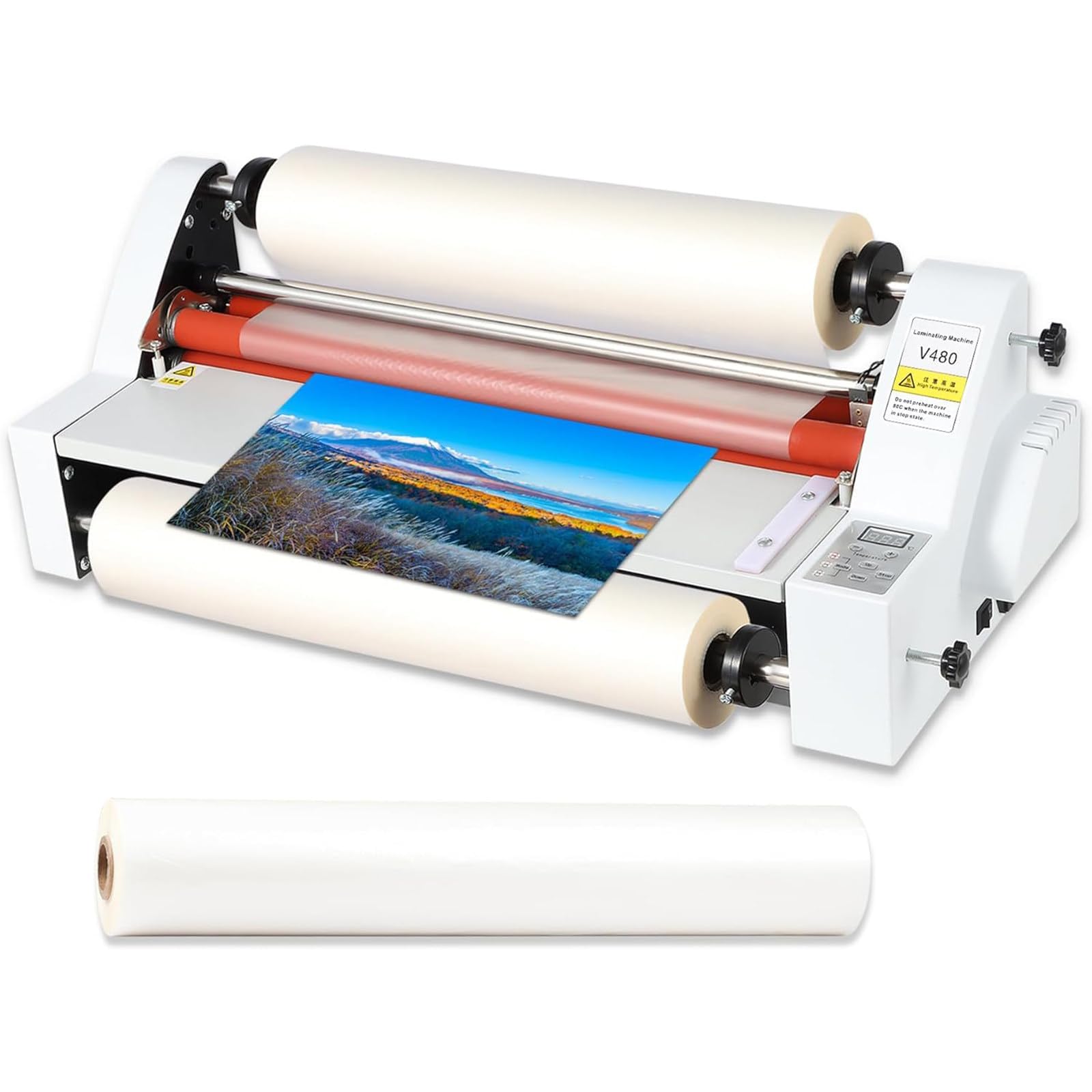 Laminator Komercyjny 335/450 mm do Laminowania na Gorąco i Zimno | Przemysłowy Laminator Fotograficzny 1,1 m/min z Wyświetlaczem Cyfrowym, Laminowanie Dwustronne, do Papieru, Kartonu(450MM)