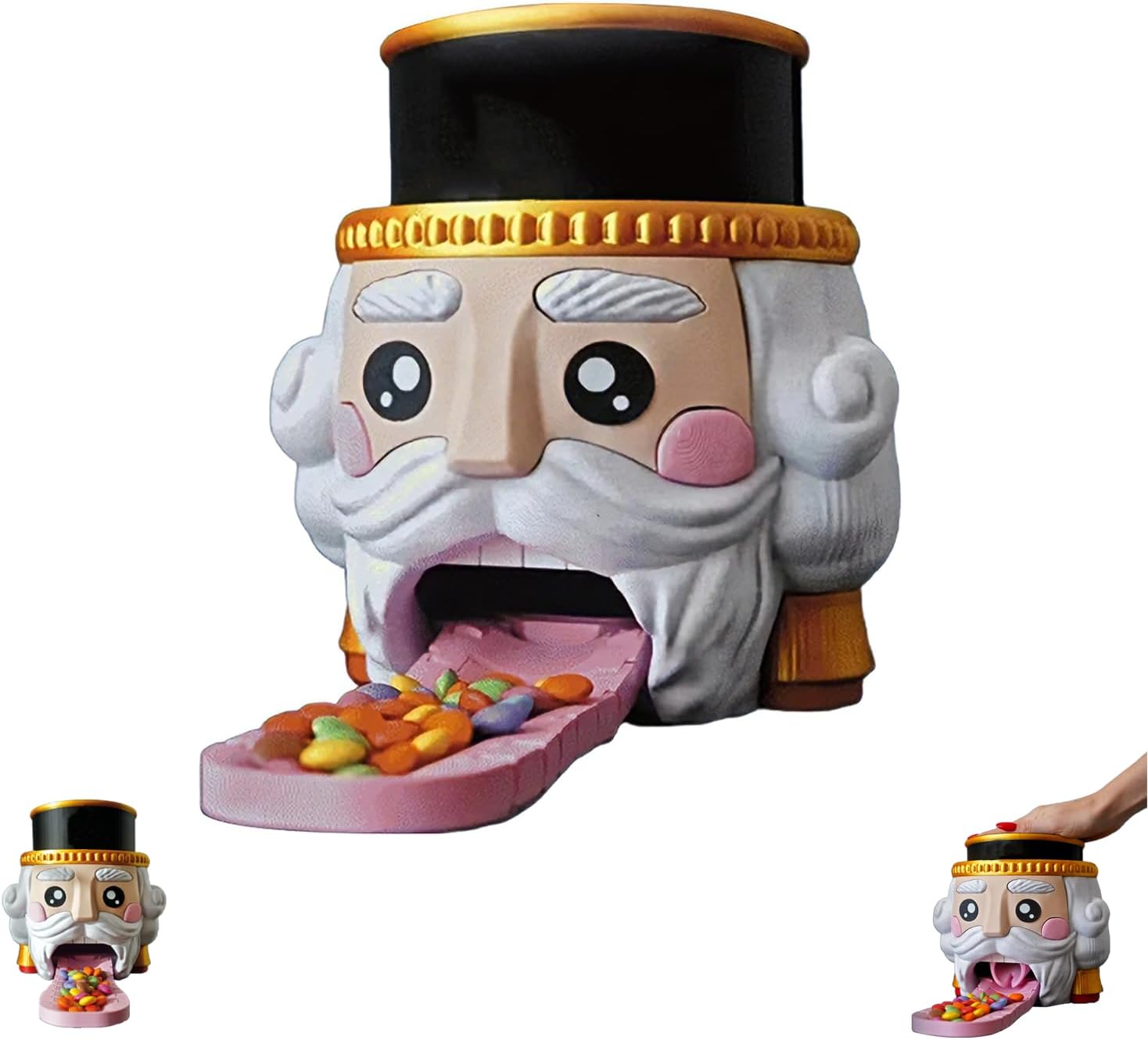 Nutcracker Candy Dispenser, Push-to-Release Christmas Candy Machine Dispenser, Nutcracker Storage Containers, Nutcracker Christmas Decor, Nutcracker Gifts, Holiday Treat Server (A, Large)