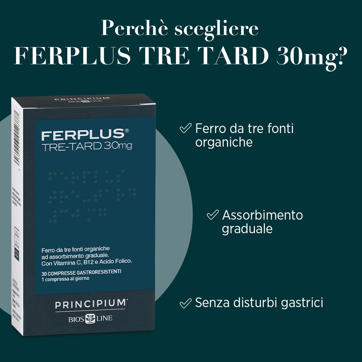 Bios Line Principium FerPlus Tre-Tard 30 Cps Gastroresistenti