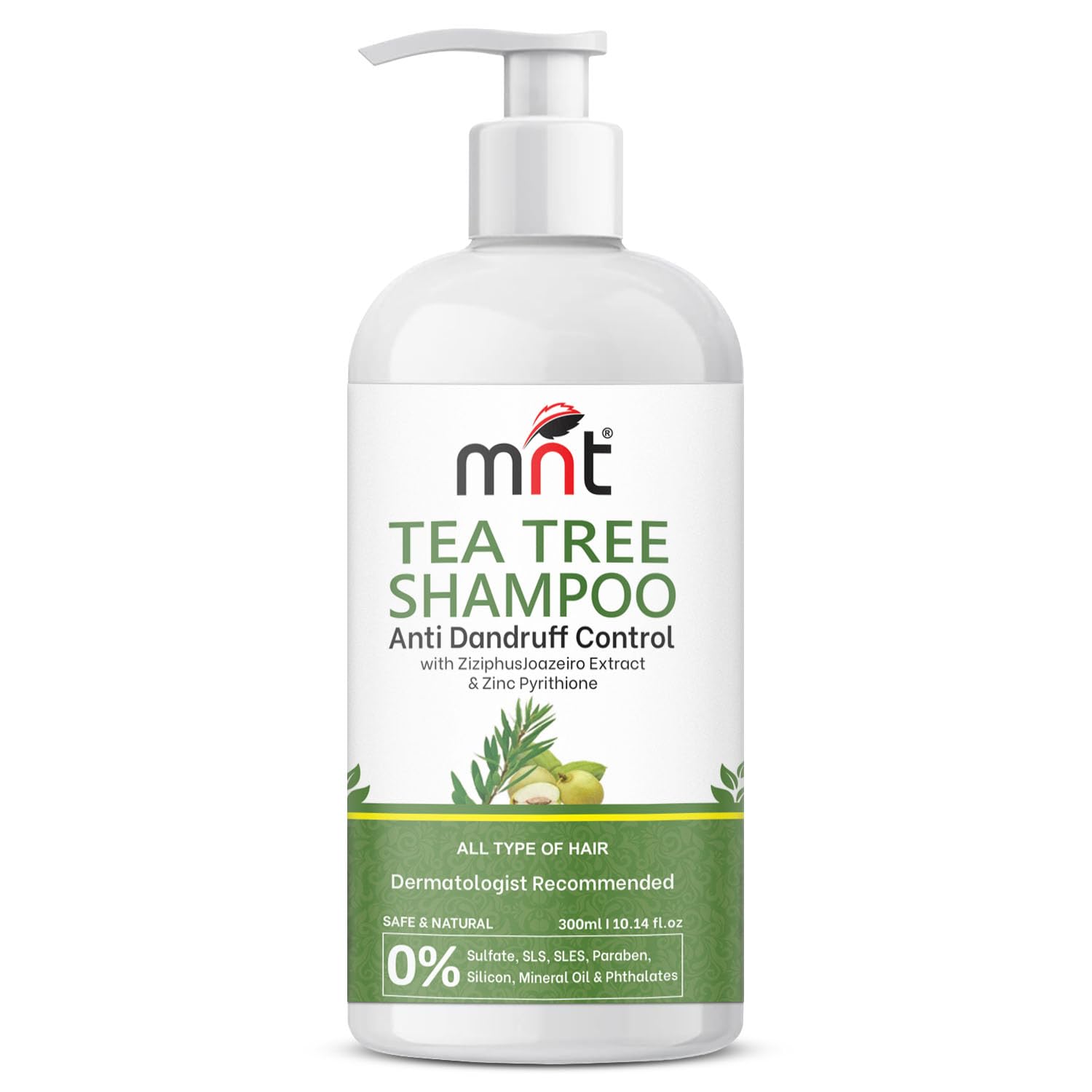 Tea Tree Anti-Dandruff Shampoo 300 ml | Removes Dandruff and Soothe Itchy Scalp | 50% Less Dandruff In Just 2 Weeks | Paraben & Sulfate Free Shampoo | For Men & Women