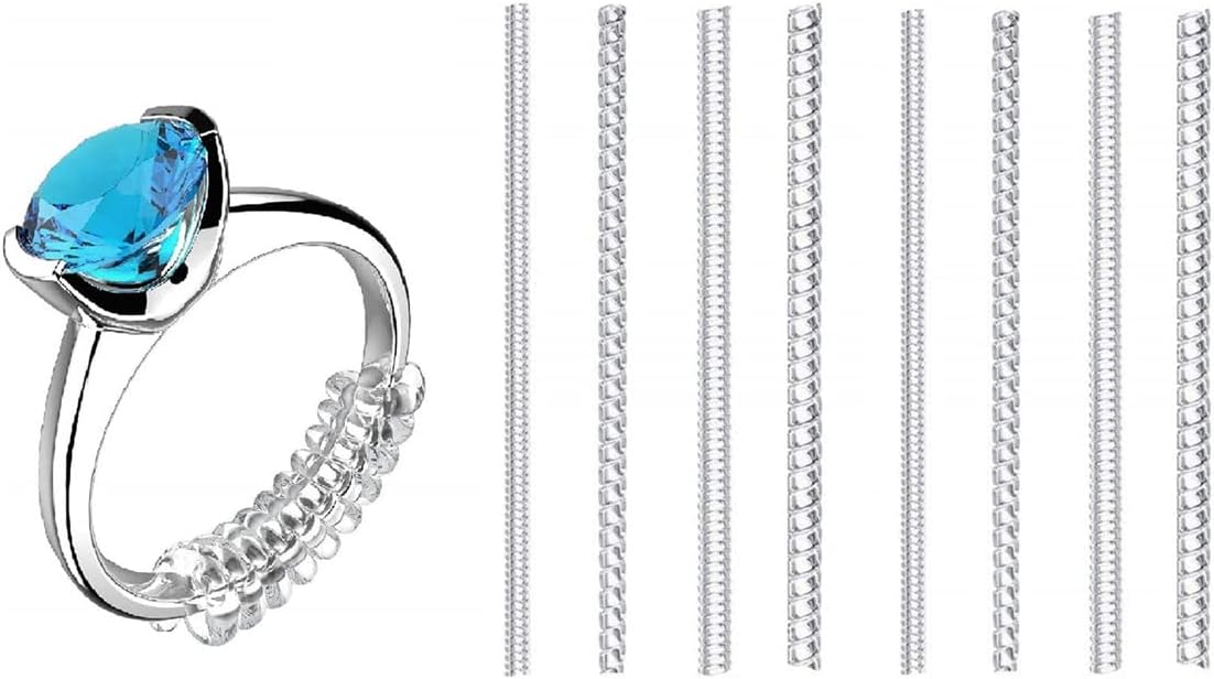 Ring Size Adjuster for Loose Rings Invisible Ring Guard Clip Transparent Silicone Sizer Tightener Resizer Fit Almost Any Ring 8 Sizes (Transparent-8Pcs)