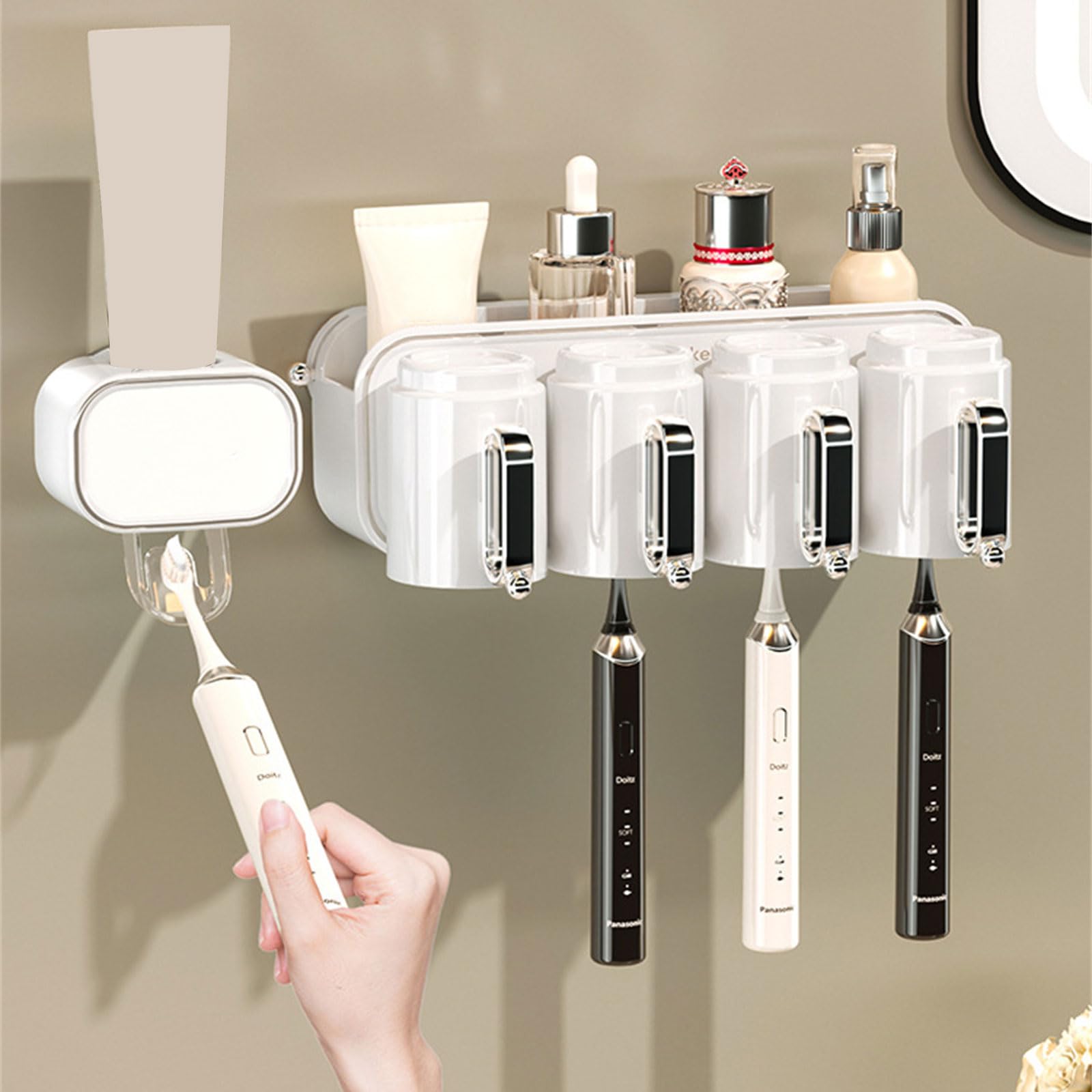 Soporte desmontable para cepillo de dientes con ventosa fuerte, sin perforaciones, organizador de baño para ambientes húmedos, soporte para cepillo de dientes con ventosa