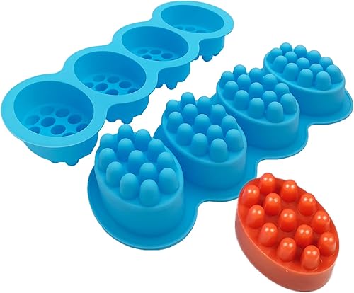 Miniatura 9 de 2 piezas de silicona masaje jabón molde oval masaje barra de jabón hacer molde de silicona vela caramelo chocolate pastel hornear pan