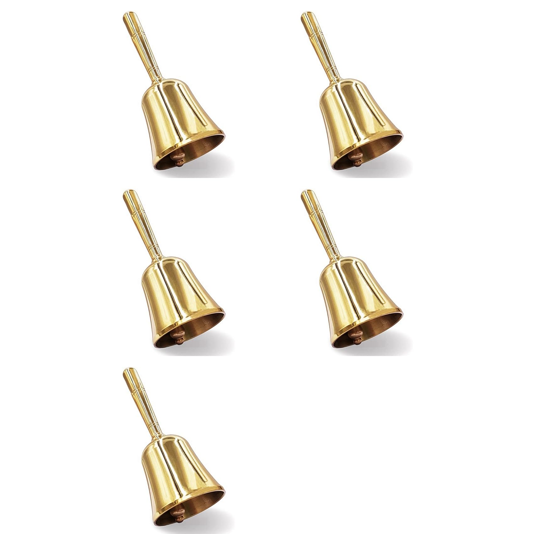 Jnchdghwa 5X Super Loud Hand Barking Bell, Solid Brass Dinner Bell Service Bell Pet Training Bell Jingle Bell, Gold