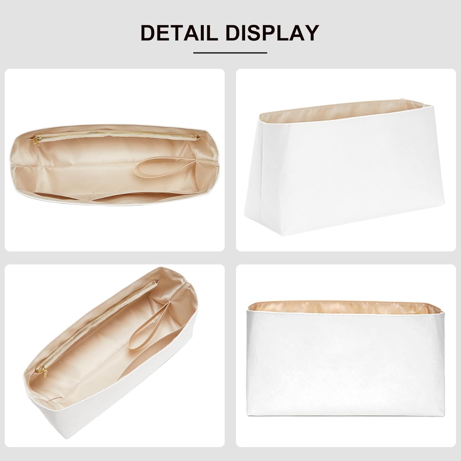 Ultra-Light Purse Organizer Insert Compatible with Goyard Hobo, Water-Resistant Dupont Paper Hobo Insert, 4 Pockets & Elastic Water Bottle Holder Handbag Storage Divider with YKK Zipper - Image 7