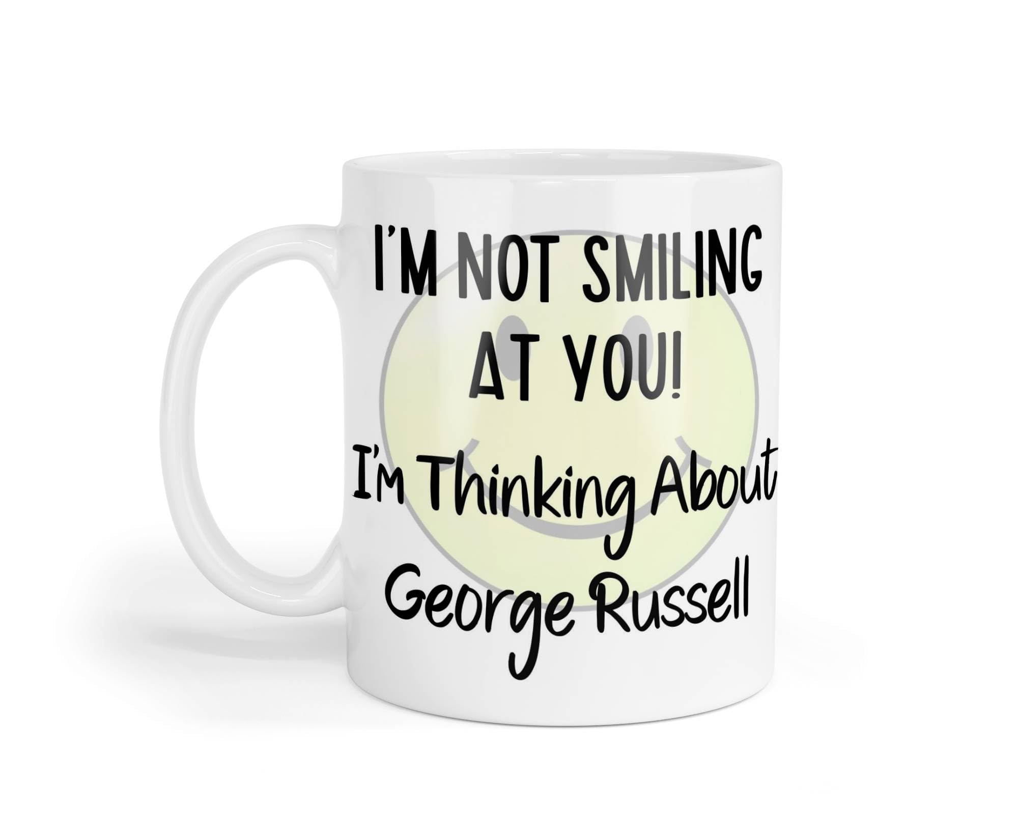 Decalarama George Russell Mug Gift I'm Not Smiling at You I'm Thinking About Nice Cute Novelty F1 Driver Fan Cup