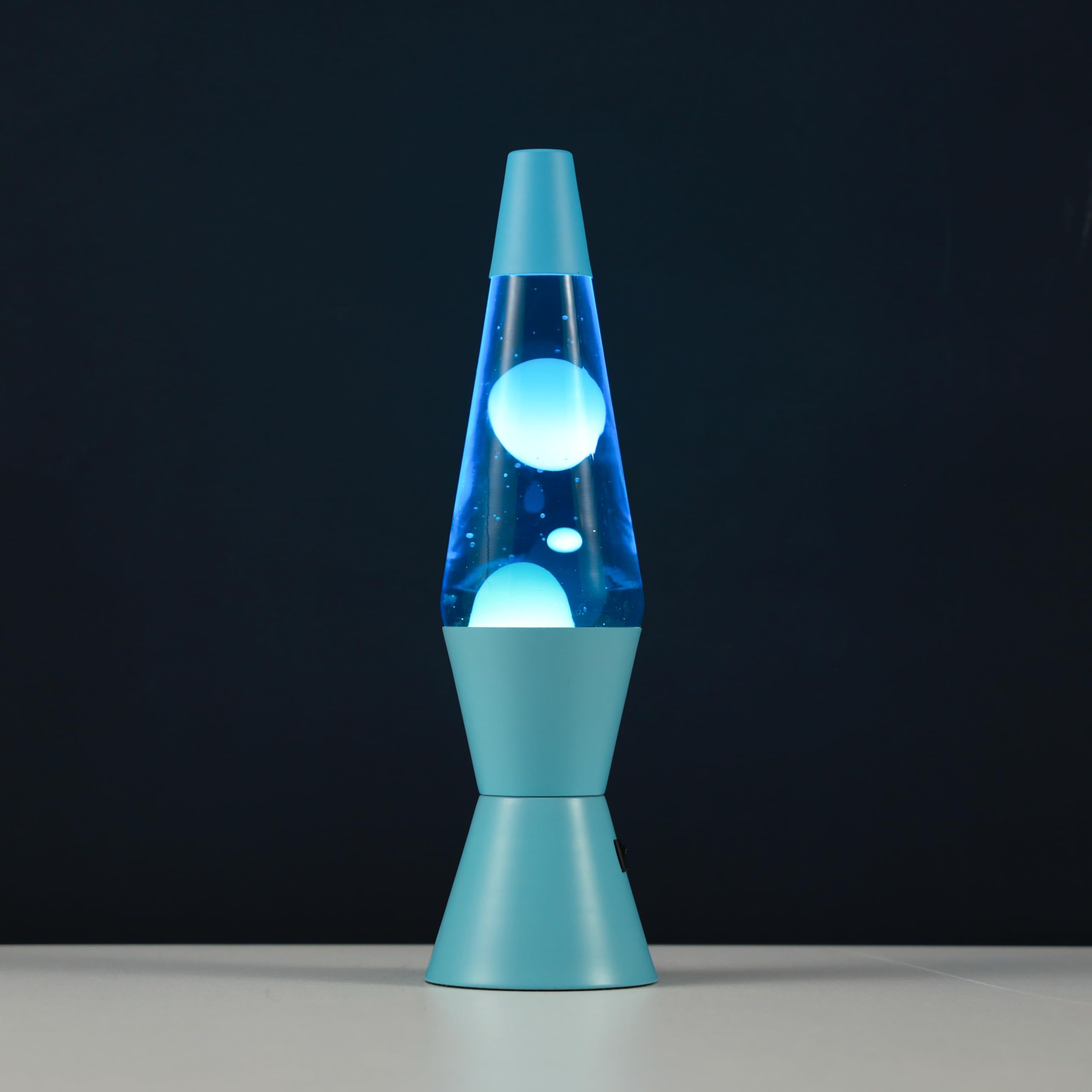 I-TOTAL® - LED-Lavalampe – Modernes Design mit fließendem Blaseneffekt, geringer Energieverbrauch, integriertes LED-Licht, 37 cm (Blauer Sockel, blaue Flüssigkeit, weißes Wachs)