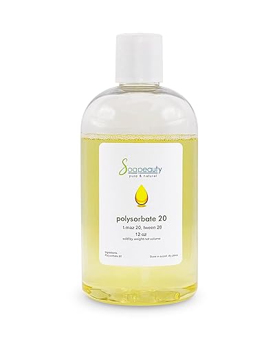 Polisorbato 20 T-MAZ 20, Tween 20 100% puro grado cosmético solubilizador tensioactivo y emulsionante (12 onzas)