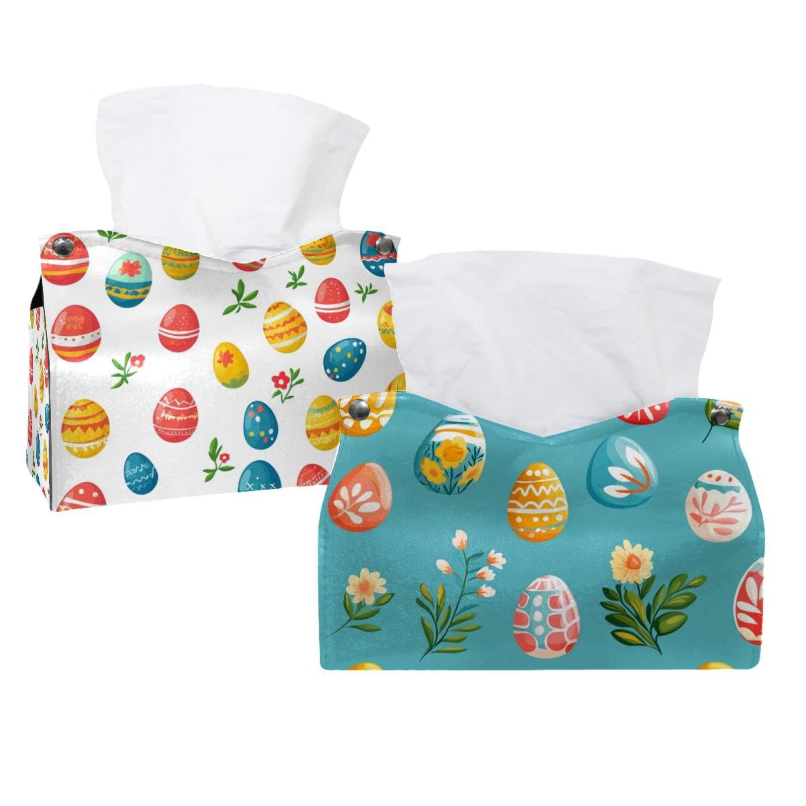 Boîte à mouchoirs œufs de Pâques peints lot de 2 pour table de chevet et salon
