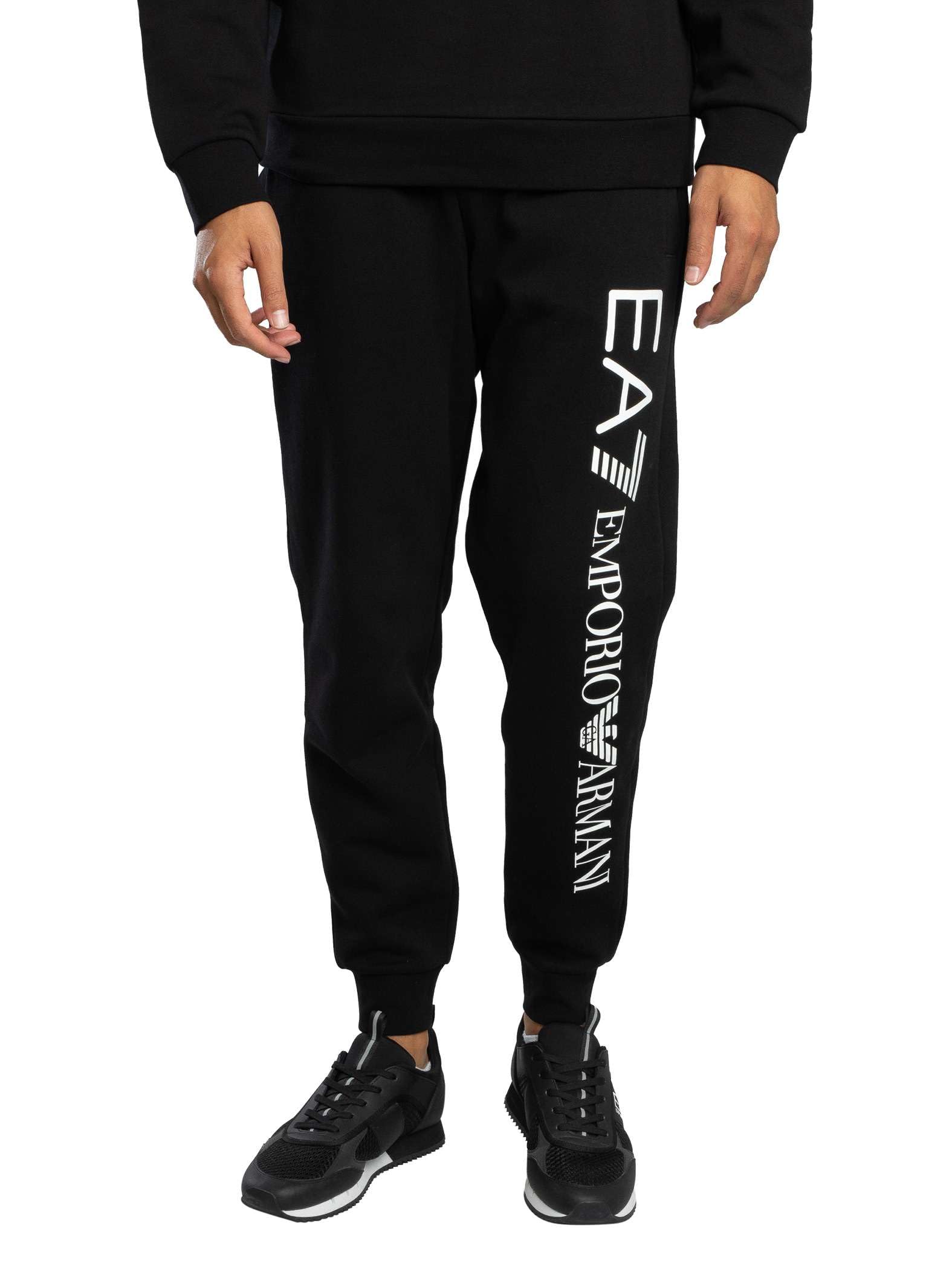 EA7 Men's Big Logo Joggers, Black/White, Black/White, XL