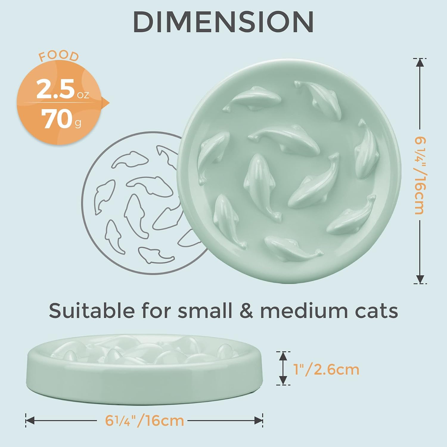 MSBC Pet Slow Feed Dish for Cats and Small Dogs - Fish Pool Design, Fun Interactive Bloat Stop Puzzle Feeder Bowl Healthy Eating Diet Food Grade Melamie Material Easy to Clean Dishwasher Safe,Green…