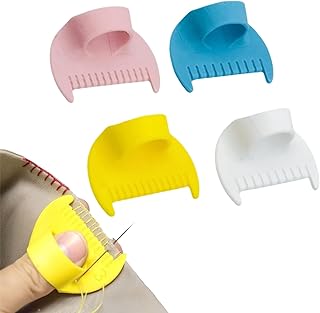 4 piezas de costura de borde y calibre, mini regla de dedo para puntadas uniformes, plantillas de 4/3 mm, herramienta de medición de aguja, kit de costura (Cuatro colores, 4mm)
