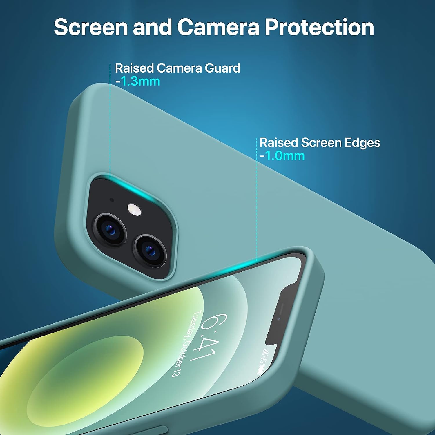 Miracase Magnetic Case Designed for iPhone 12/12 Pro 6.1inch, [Compatible with MagSafe], Silky Hard PC Back Cover with Soft Silicone Edge, Shockproof Slim Thin Cover - Green