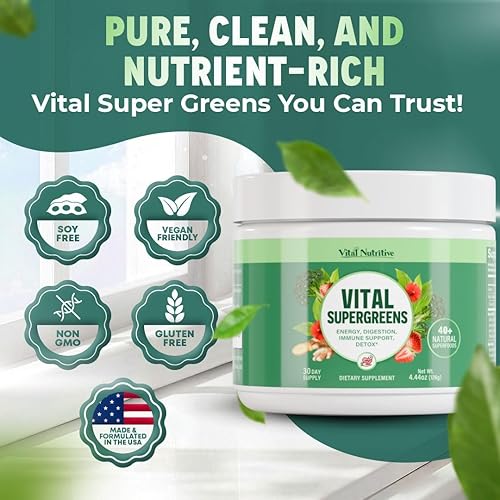 Miniatura 4 de Vital Greens Superfood Powder - Nueva fórmula con más de 40 superalimentos en polvo de bebida verde diaria con probióticos - Supergreens para