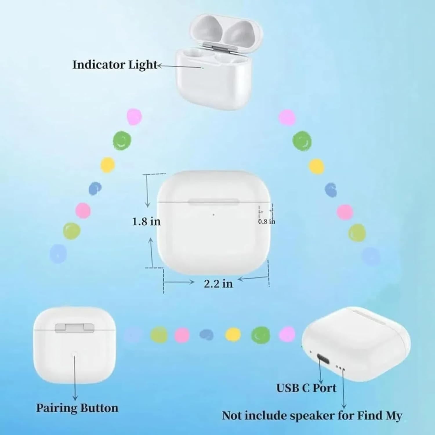 Wireless Charging Case Compatible with AirPods 4th(USB-C) | Charger Case Replacement | with Bluetooth Pairing Sync Button | No Airpod 4th - Image 9