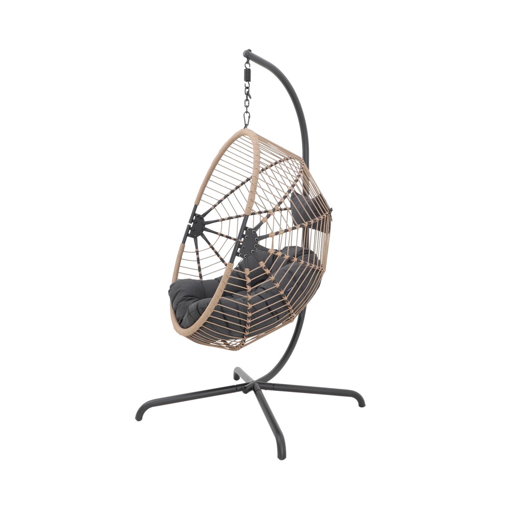 sweeek - Oeuf Suspendu Acier Polyester Cassis Beige et Noir. 96 x 95 x 200 cm