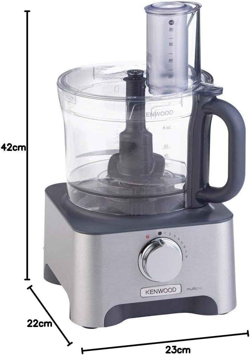 Kenwood Food Processor 1000W Multi-Functional With 3 Stainless Steel Disks, Glass Blender, Chopper Bowl, Grinder Mill, Juicer Extractror, Dual Metal Whisk, Dough Maker, Citrus Juicer Fdm788Ba Silver