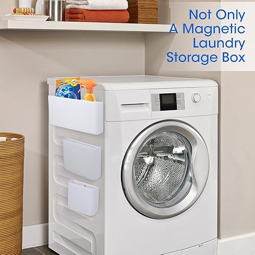 Miniatura 5 de Picowe 3 unidades de almacenamiento magnético para lavandería, cocina, baño, oficina, contenedor de basura que ahorra espacio para colgar en la