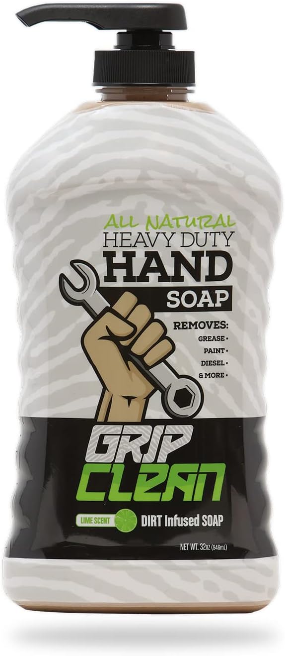 Grip Clean Hand Cleaner for Auto Mechanics Heavy Duty Pumice Soap, All Natural & Dirt