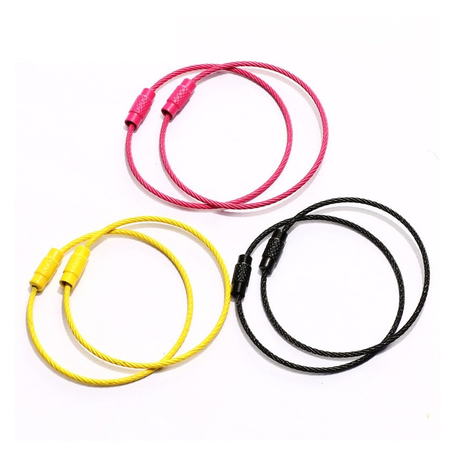 Llavero de alambre de acero inoxidable con hebilla de cable de rosca (10 unidades)