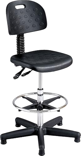 Safco Products 6912 - Silla de banco de trabajo de lujo de altura prolongada suave resistente color negro