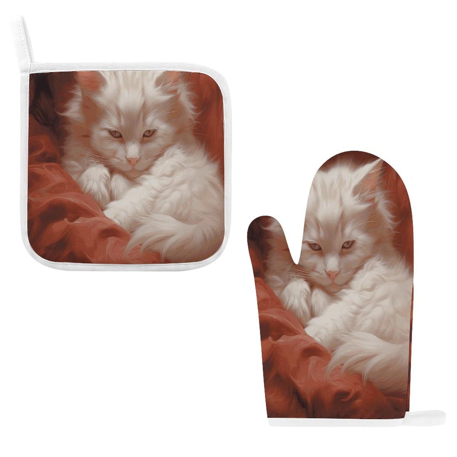 Btcowzrv Style Hazy Cat Oven Mitts And Pot Holders 2Pcs Set