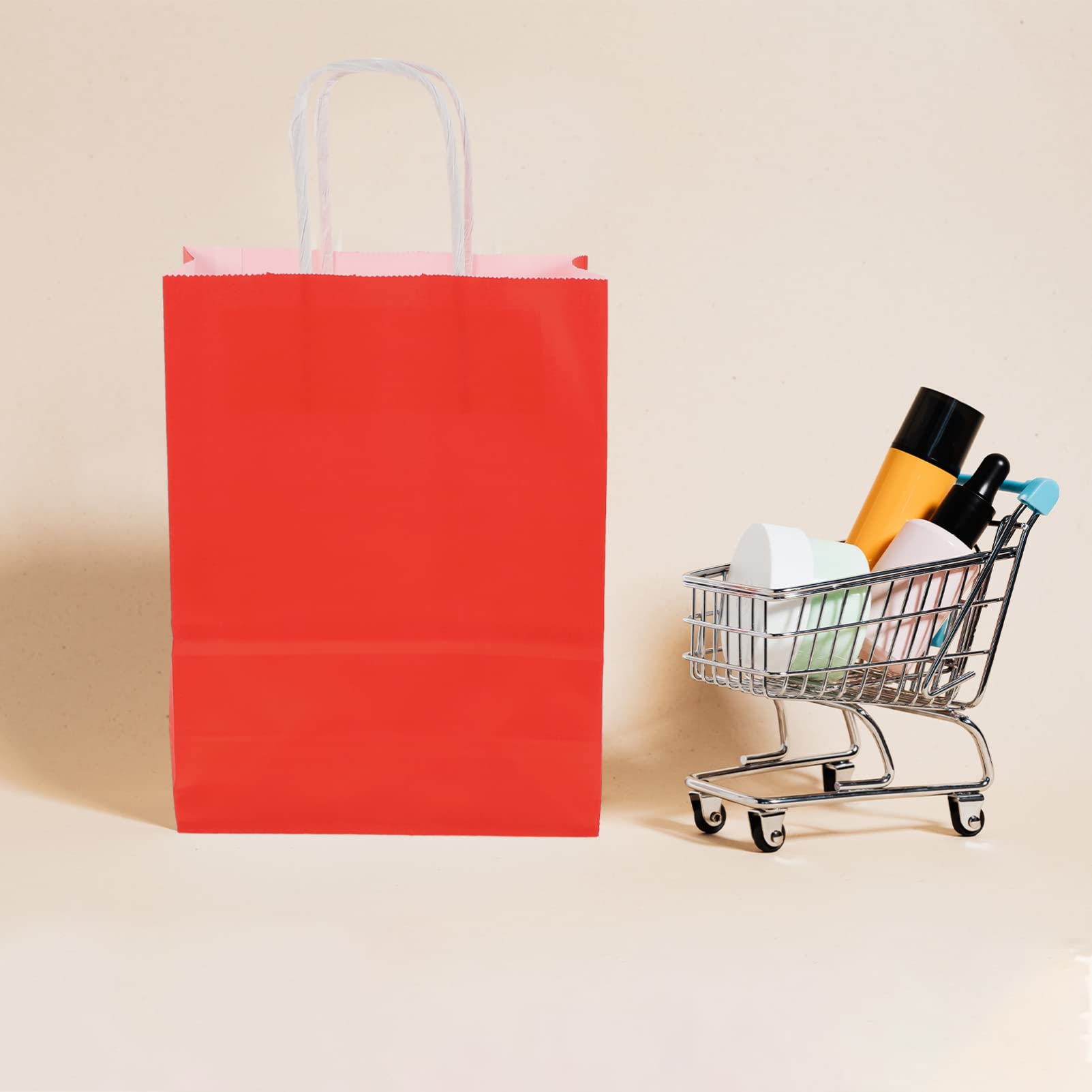 NOLITOY 25 Piezas Bolsas de Obsequio de Papel Kraft Rojas Unidades para Fiestas Navideñas Bolsas para Guardar Dulces para Regalos de Festivales Uso Eventos de Año