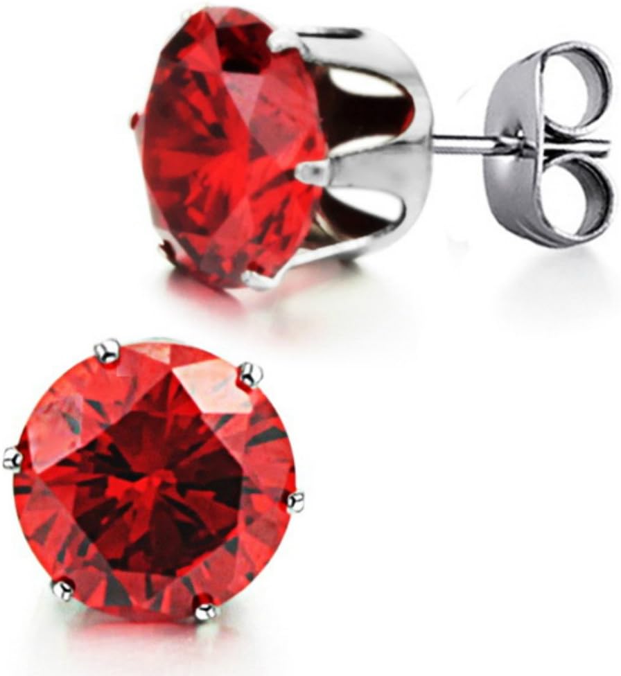 Opk Jewellery Women's Earrings Birthtone Crystal Stone 5mm/7mm/10mm Titanium Steel Stud Earring