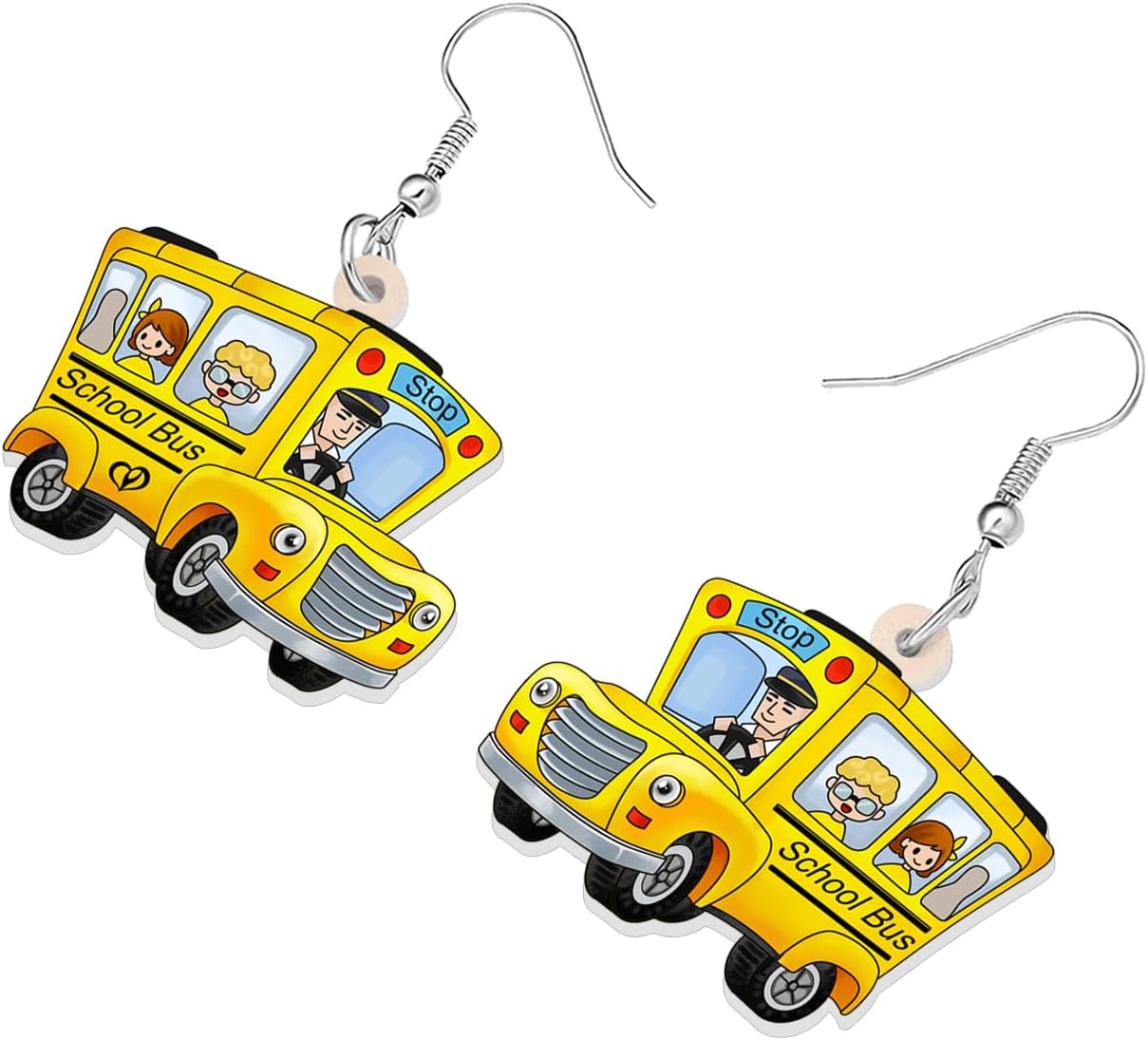 Acrylic Teacher's Day Cartoon Yellow School Bus Earrings Lightweight Dangle School Supplies Jewelry For Women Charms Graduation Gifts image 3