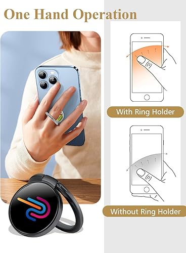 Miniatura 4 de Soporte de anillo para teléfono celular con imagen personalizada DIY Diseño de dibujos animados Tu propia mano portátil libre Negro Finger Grip