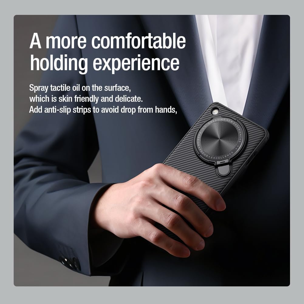 Case for Oppo Find X8 Pro, Camera Lens Privacy Protection Folding Kickstand Holder, TPU Bumper PC Back Cover Compatible with MagSafe Corners Shockproof (Black)