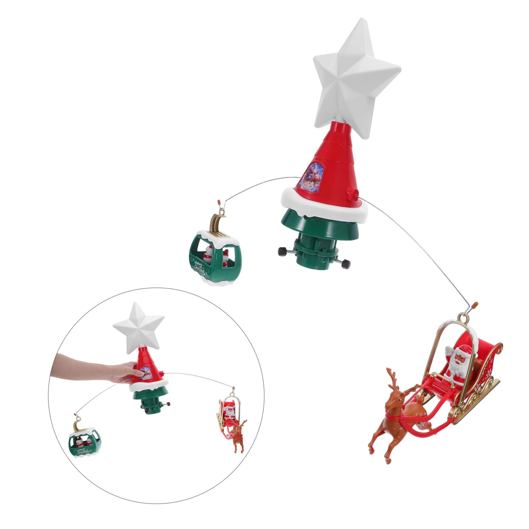 ULTECHNOVO Estrella para Árbol de Navidad Giratoria y Luminosa con Música Adorno con Papá Noel y Muñecos de Iluminación LED para Decoración Interior y Exterior Festiva