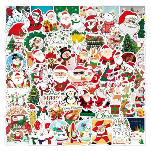 100PCS Christmas Theme Stickers Xmas Holiday Party Favorite Stocking Stuffers Vinyl Waterproof Holiday Sticker