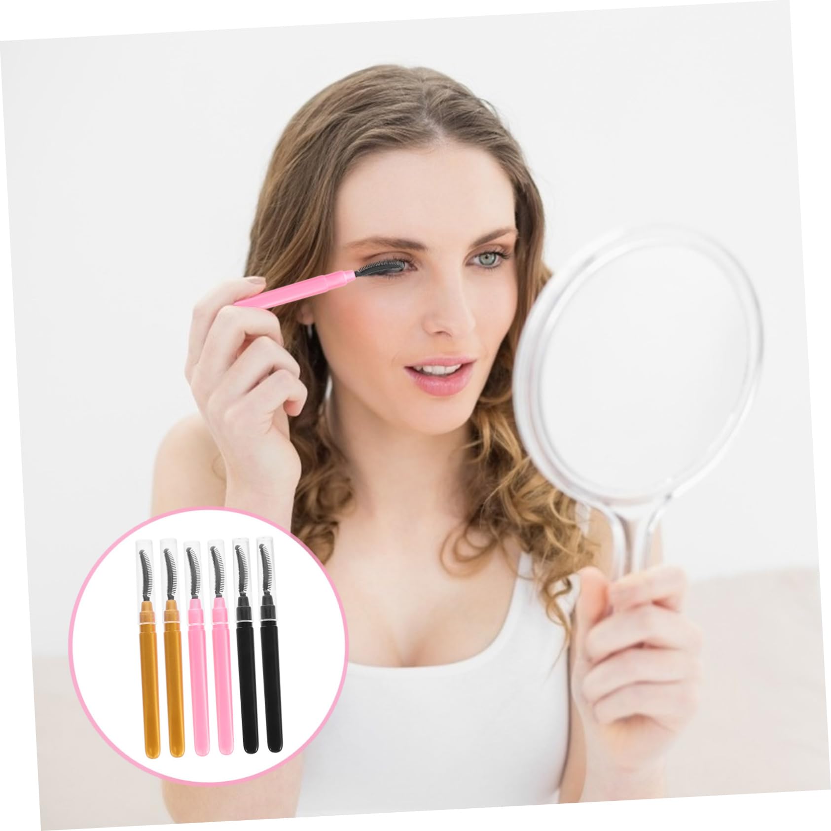 FOMIYES Soft Silicone Lash Brush Set 6pcs Mascara Wands Lash Applicators for Travel Brow Shaping