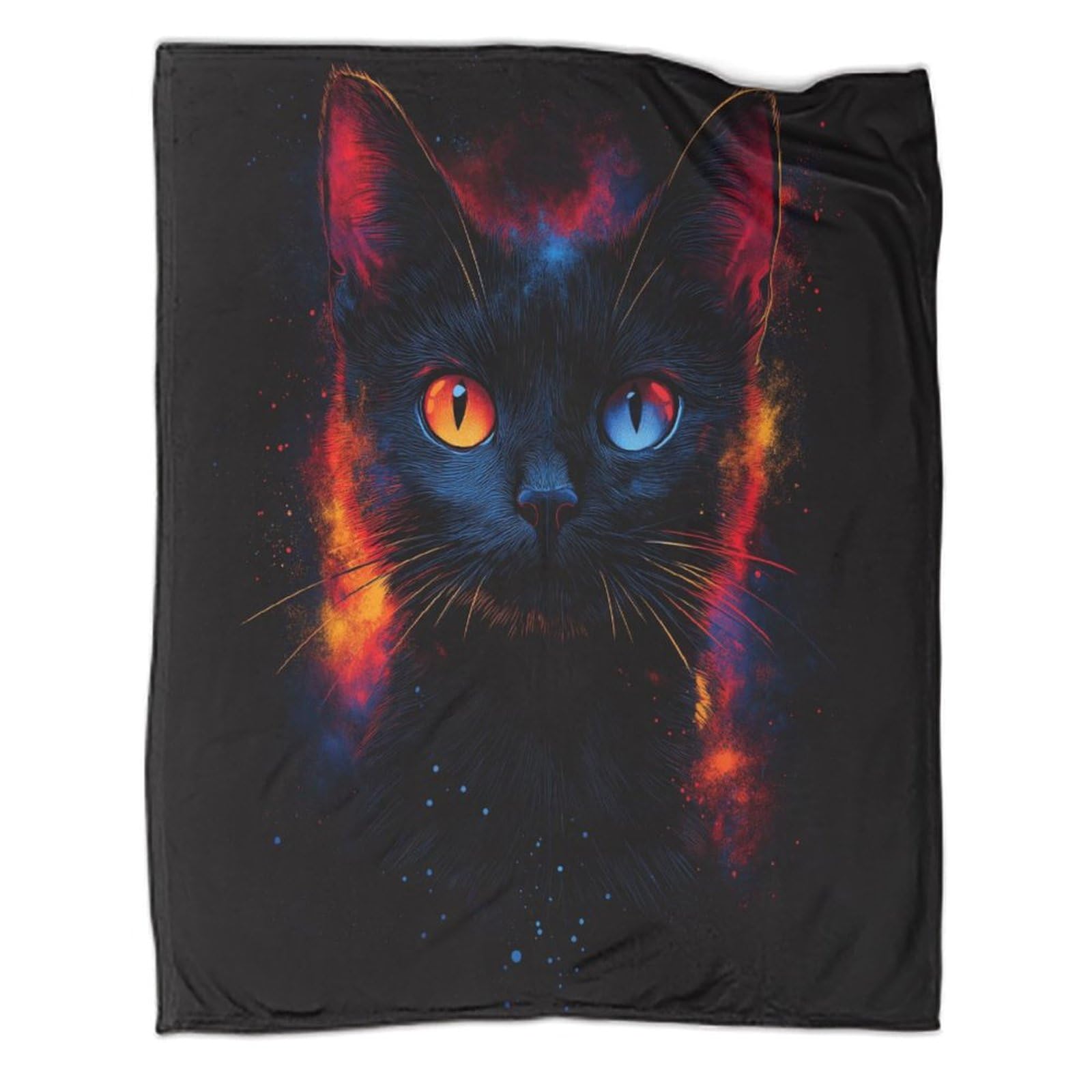 Impression animal mignon chat noir sur grand plaid couverture lit microfibre douce enfants