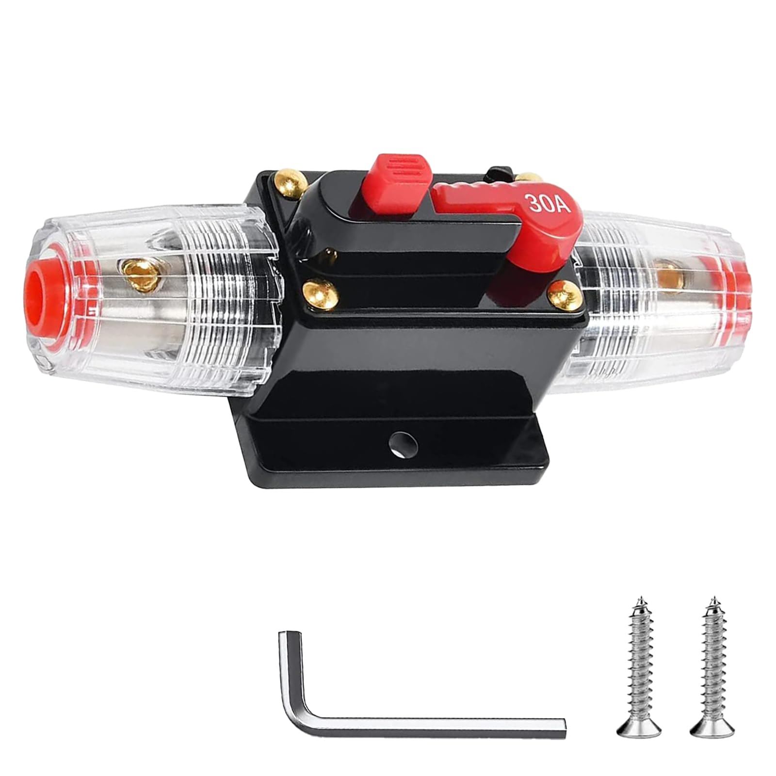 BFXM 30 Amp Manual Reset Circuit Breake, 12V-48V DC Inline Fuse Holder