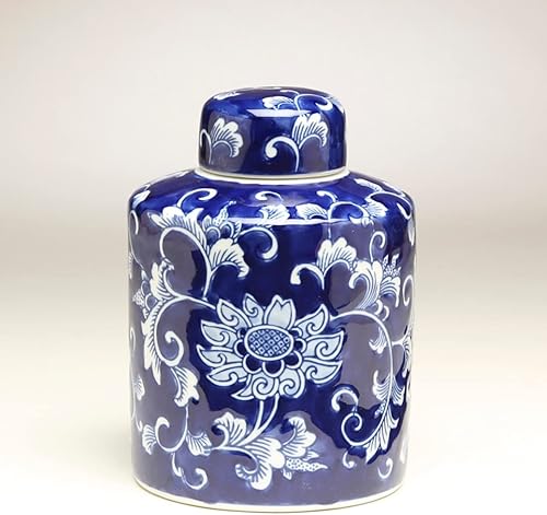 59942 8 Inch Blue & White Ceramic Ginger Jar