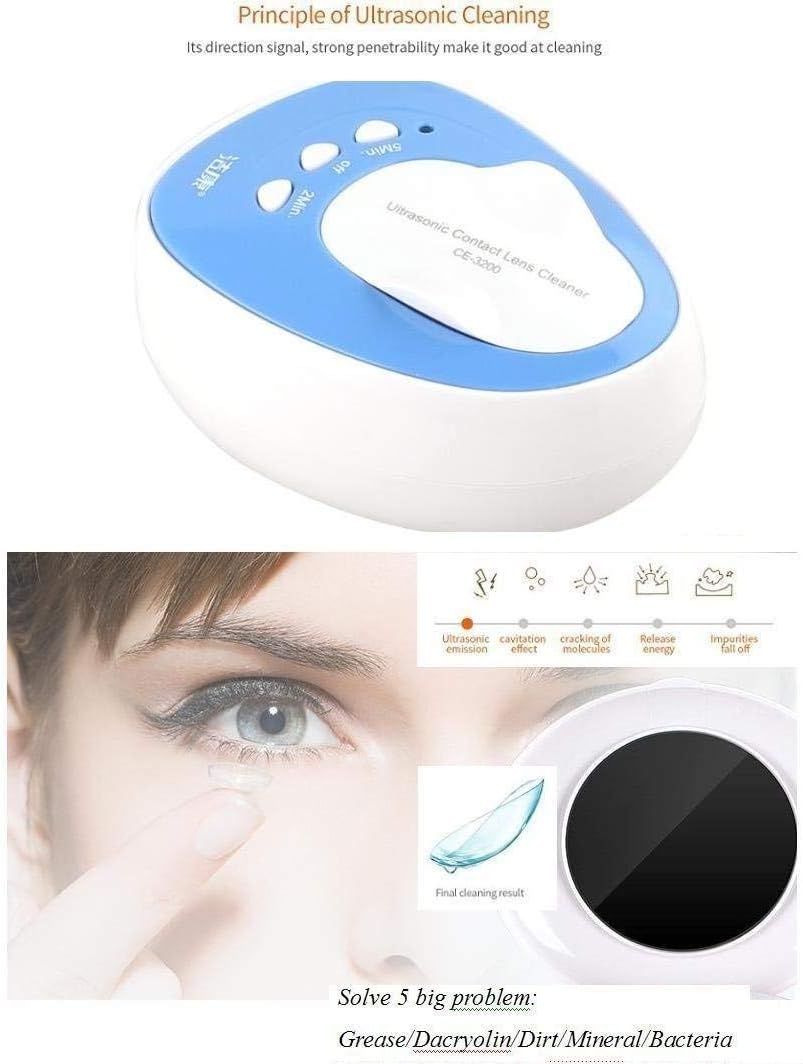 Kowellsonic CE-3200 Mini Ultrasonic Contact Lens Cleaner Kit Daily Care Fast Cleaning New (Label)-Blue : Health & Household