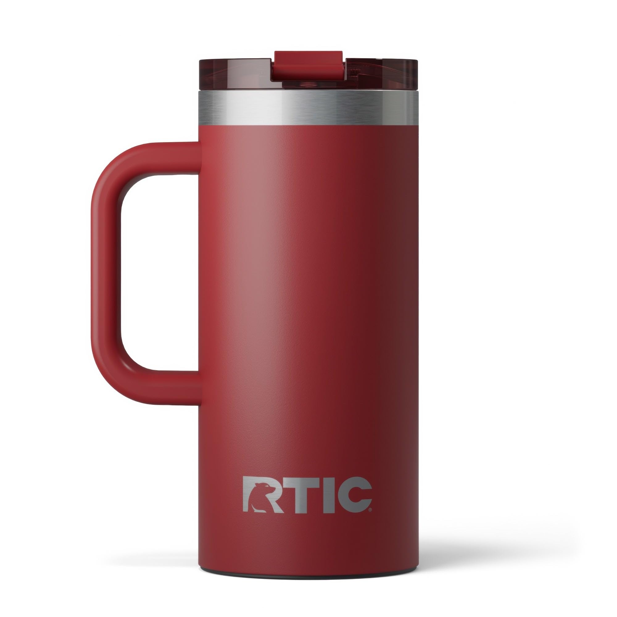RTIC 16oz Road Trip Travel Mug with Lid and Handle, Insulated, Stainless Steel, Metal, Double Wall Vacuum-Insulation, Ceramic Lined, Portable Coffee,