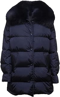 MONCLER F8734 Oversize Piumino Donna MESANGE Real Fur Blue Puffer Jacket Woman
