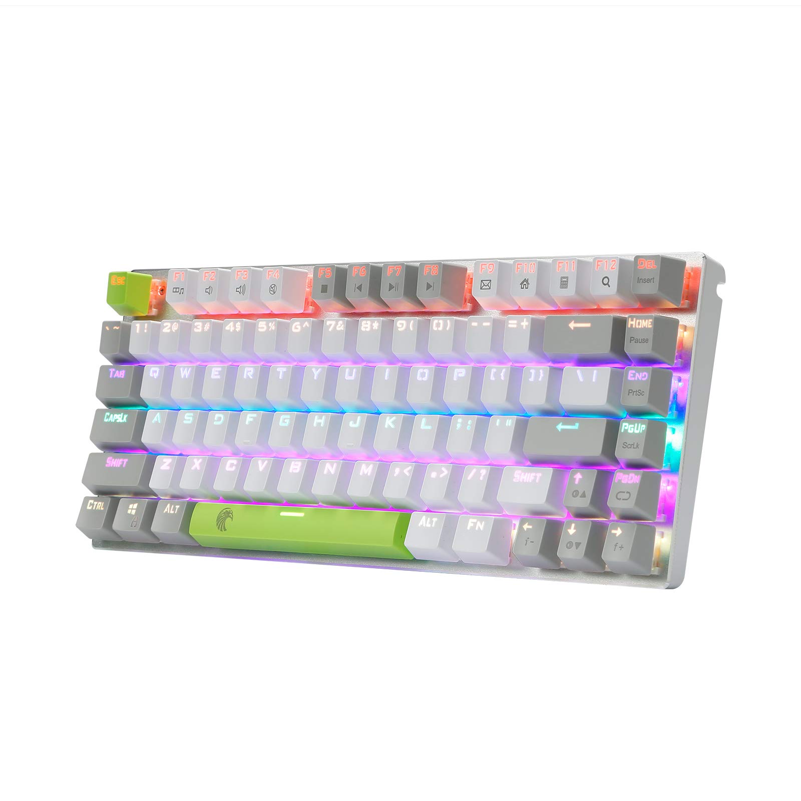 chuangquan E-YOOSO Z-88 Mechanical Gaming Keyboard, Blue Switches, RGB Backlit, Water Resistant, Detachable USB Type-C Cable, 81 Keys, for Windows PC, Laptop, Mac