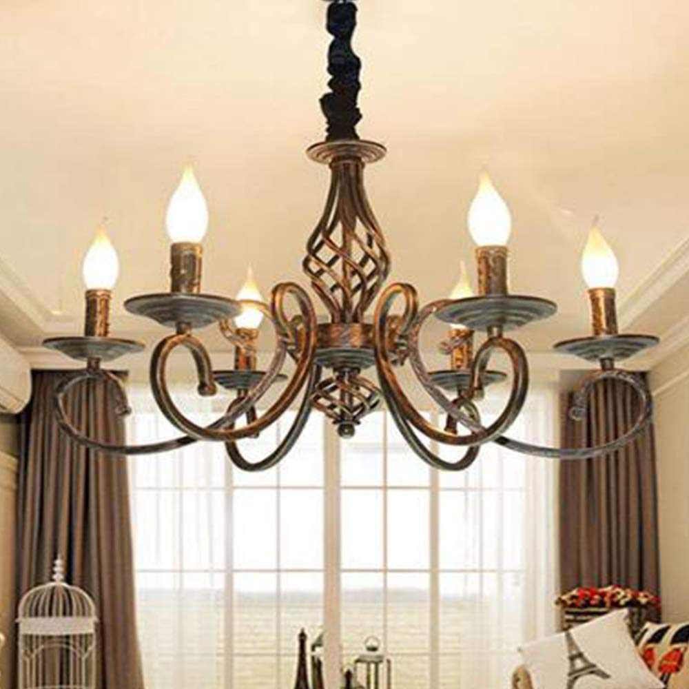 Rustikal Kerze Kronleuchter Antik Pendelleuchte Industrie Deckenleuchte Retro Metall Hängeleuchte E14 Höhenverstellbar Klassisch Hängelampe Für Wohnzimmer Esszimmer Schlafzimmer Bronze,8 flammes